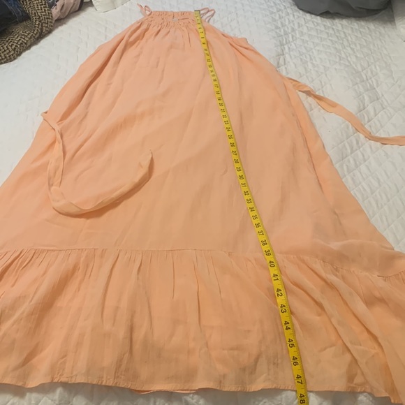 LOFT flounce halter maxi dress fully lined peach colour self tying belt medium - Picture 12 of 13